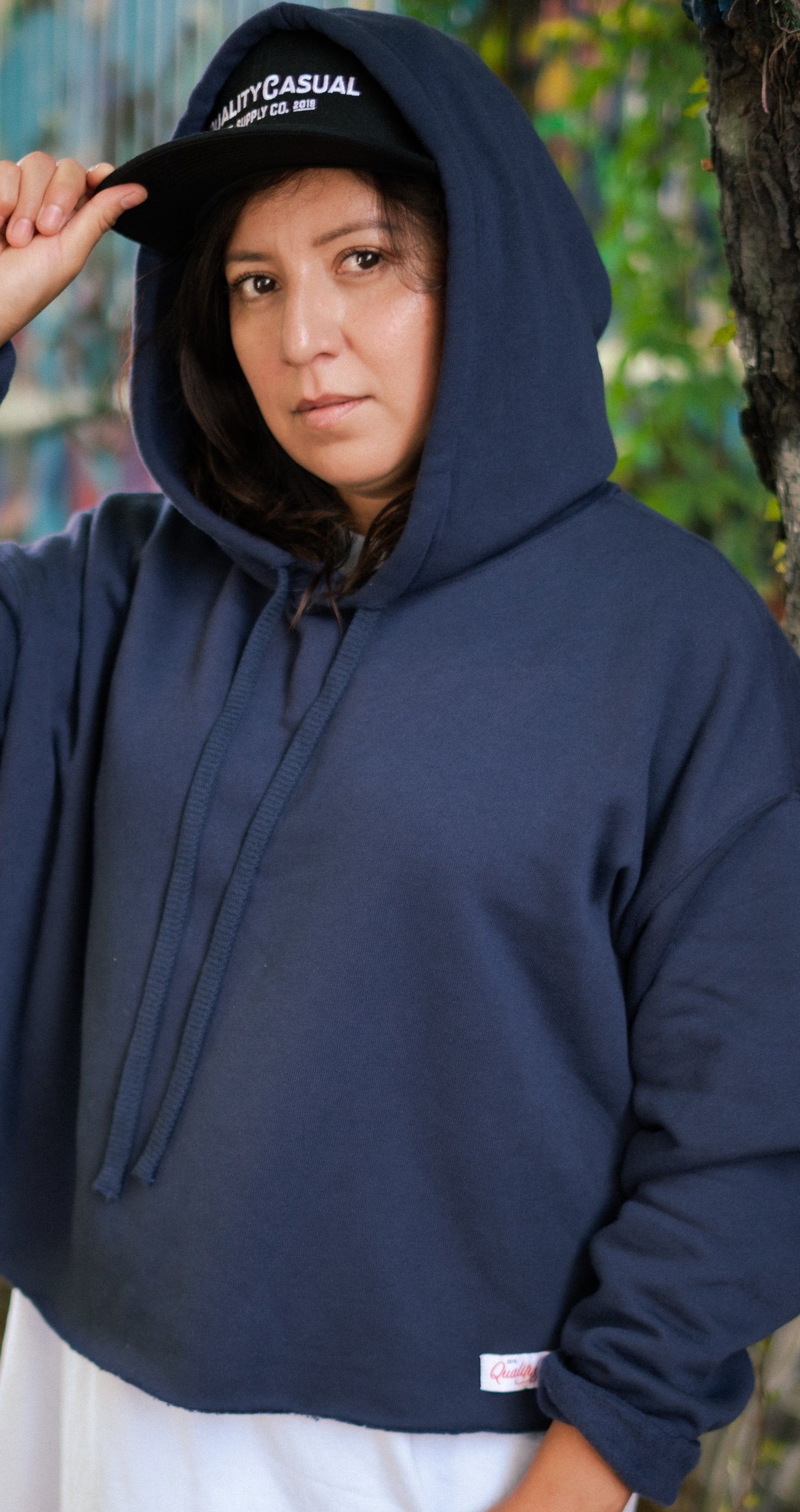 Blue Womens cropped hoodie