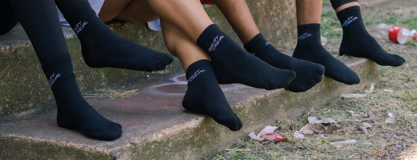 Black athletic crew socks