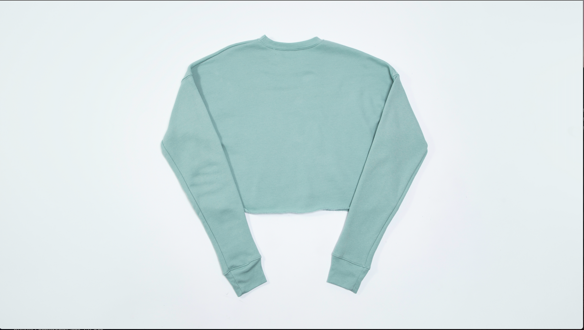 Back of women's cropped crewneck sheatshirt